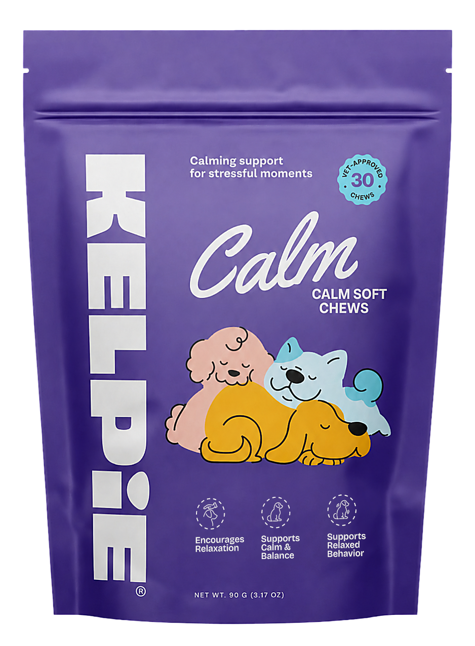 Kelpie Calm soft chews pouch, 30 chews, net wt 90 g