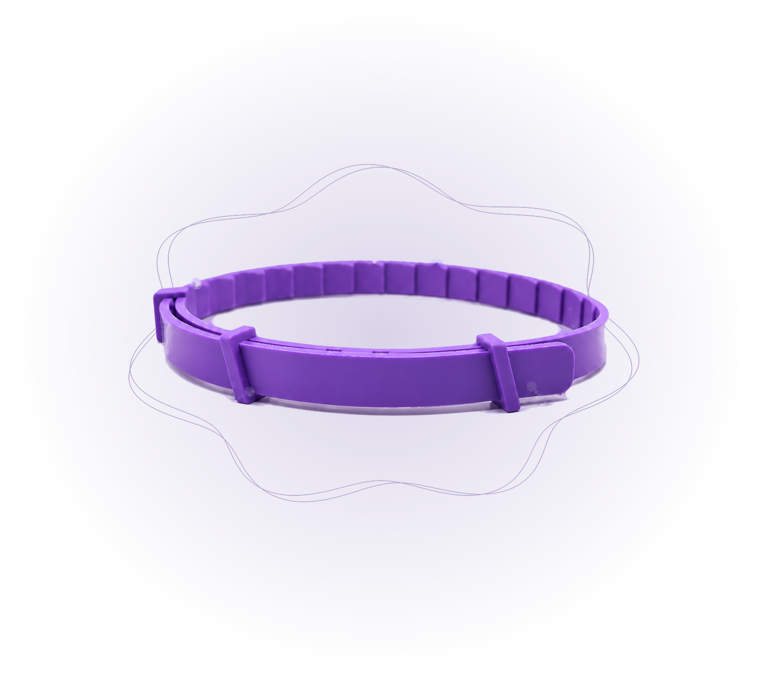 Tin of Kelpie Calming Collar, purple label with an Australian Shepherd and the natural ingredients and worn up to 60 days badges