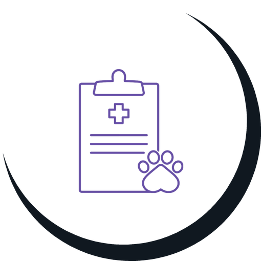 Line drawing of a veterinary clipboard with a paw print