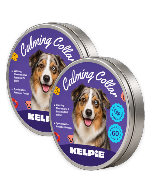 Two tins of Kelpie Calming Collar, the two pack